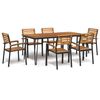 vidaXL Set mobilier de grădină, 7 piese, lemn masiv de acacia și metal