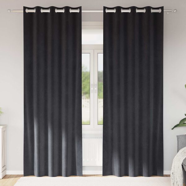 vidaXL Perdele opace 2 pcs Gri &icirc;nchis 140 x 245 cm Catifea