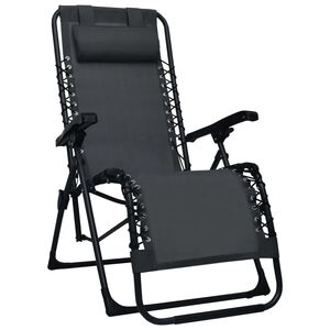 vidaXL Scaun șezlong pliabil, negru, textilenă