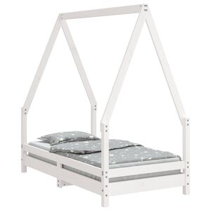 vidaXL Cadru de pat pentru copii, alb, 70x140 cm, lemn masiv de pin