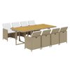 vidaXL Set mobilier pentru grădină cu perne, 9 piese, bej, poliratan
