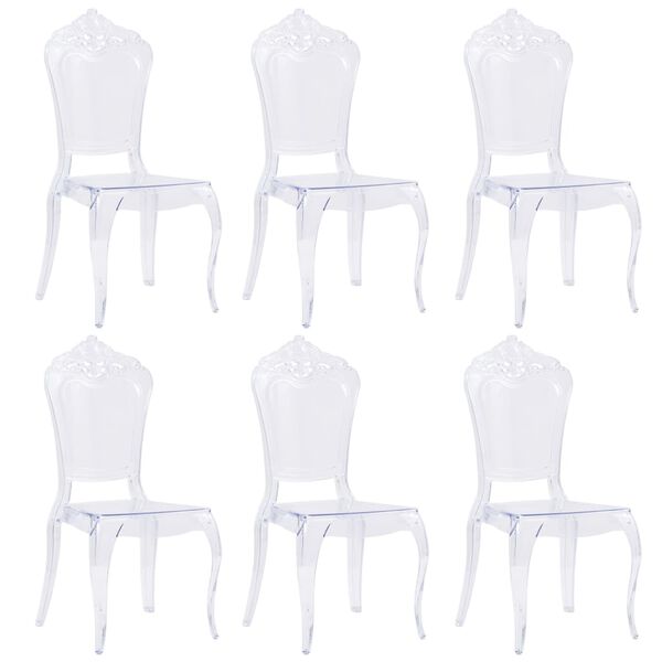 vidaXL Scaune de bucătărie, 6 buc., transparent, policarbonat