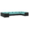 vidaXL Set mobilier de grădină cu perne, 10 piese, negru, poliratan