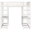 vidaXL Cadru pat supraetajat cu birou/scară, alb, 140x200 cm, lemn pin