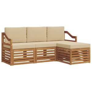 vidaXL Set de canapele de exterior cu pernă 4 pcs Natural și Bej