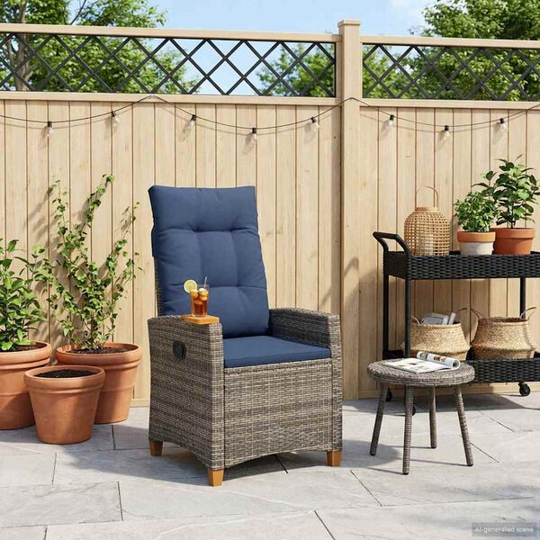 vidaXL Scaun reclinabil cu placă pentru ceai cu pernă 62 x 64 x 112 cm