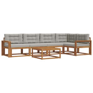 vidaXL Set de canapele de exterior 6 pcs Natural și gri deschis