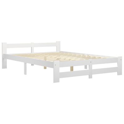 vidaXL Cadru de pat, alb, 120 x 200 cm, lemn masiv de pin