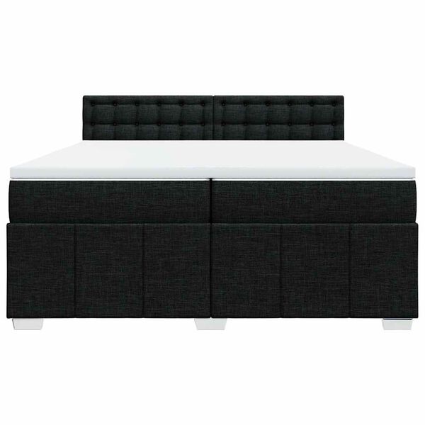 vidaXL Pat box spring cu saltea, negru, 200x200 cm, textil