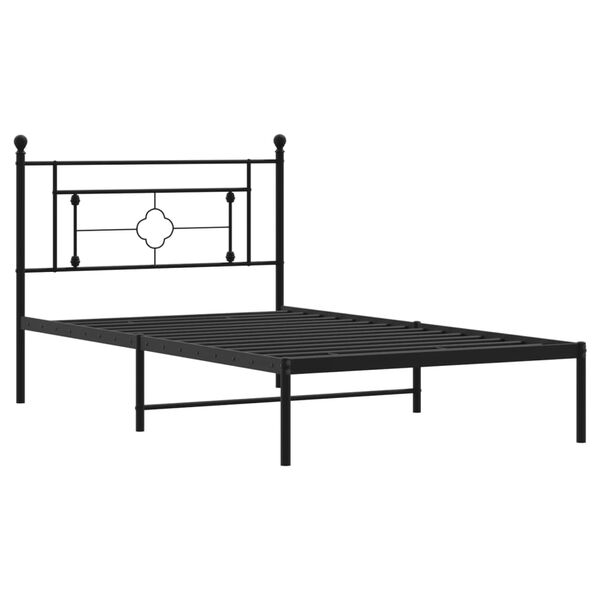 vidaXL Cadru de pat din metal cu tăblie, negru, 107x203 cm
