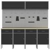 vidaXL Set de dulapuri de lucru cu sertar cu depozitare 10 pcs Negru