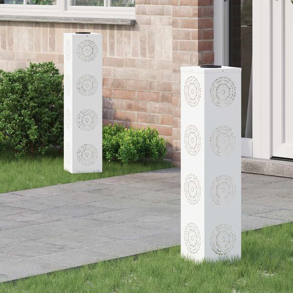 vidaXL Lumină LED Solară pentru Alei 2 pcs Alb Oțel laminat la rece