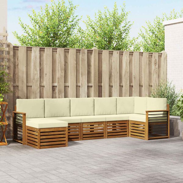 vidaXL Set canapea sectională cu pernă 7 pcs Natural și Crem