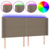 vidaXL Tăblie de pat cu LED, gri taupe, 203x16x118/128 cm, textil