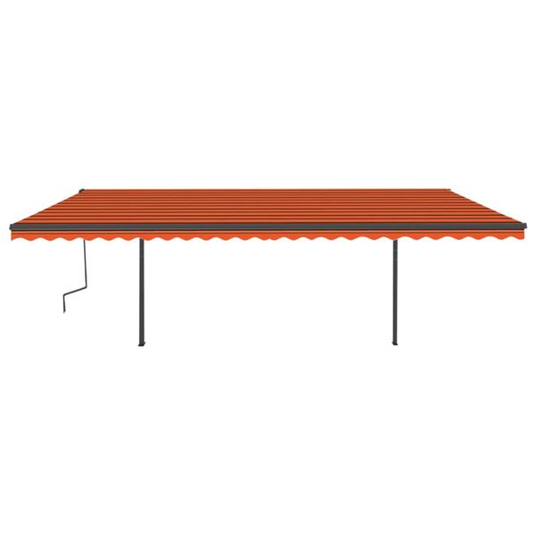 vidaXL Copertină retractabilă automat, st&acirc;lpi, portocaliu&maro, 6x3 m
