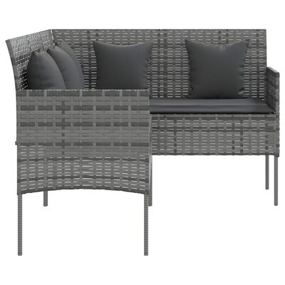 vidaXL Set canapele de grădină forma L cu perne 5 piese gri poliratan