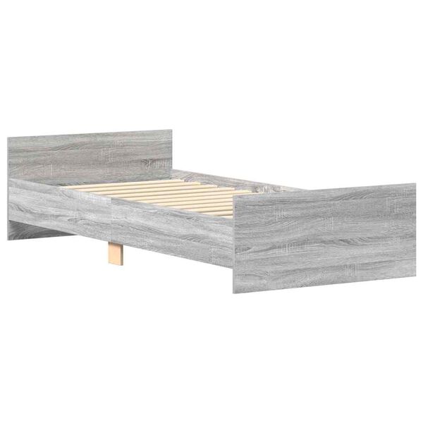 vidaXL Cadru de pat, gri sonoma, 90x190 cm, lemn prelucrat