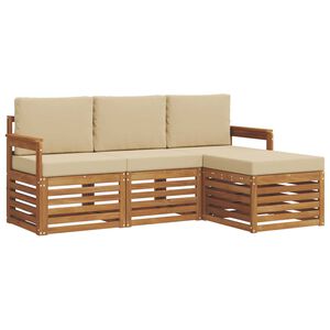vidaXL Set de canapele de exterior cu pernă 4 pcs Natural și Bej