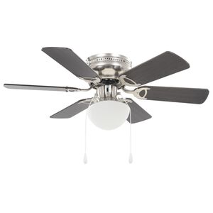 vidaXL Ventilator tavan decorativ cu iluminare, 82 cm, maro &icirc;nchis