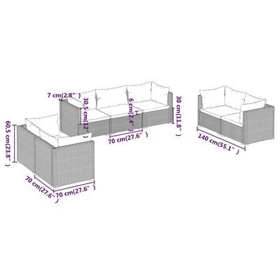 vidaXL Set mobilier de grădină cu perne, 7 piese, negru, poliratan