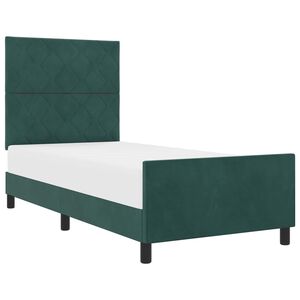 vidaXL Pat cu arcuri cu headboard Verde &icirc;nchis 90 x 200 cm Catifea
