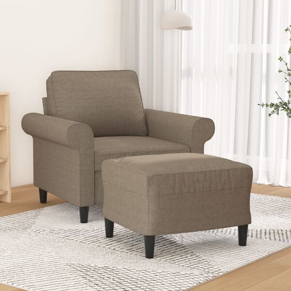 vidaXL Fotoliu canapea cu taburet, taupe, 60 cm, material textil