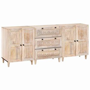 vidaXL Bufet 3 buc. 180 x 33,5 x 75 cm Lemn masiv de mango Alb