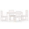 vidaXL Set de dining pentru grădină, 5 piese, alb, lemn masiv de pin