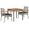 vidaXL Set mobilier de grădină cu perne, 3 piese, gri, poliratan