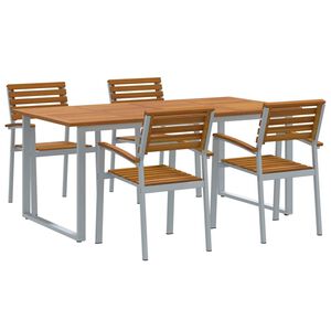 vidaXL Set de masă pentru grădină 5 buc. Gri Lemn Solid de Acacia