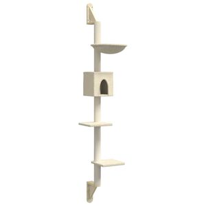 vidaXL Ansamblu pisici de perete cu st&acirc;lp de zg&acirc;riere, crem, 187 cm