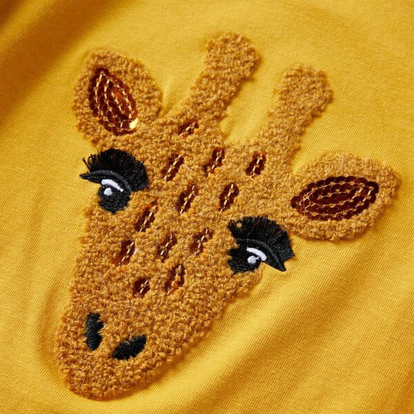 Tricou pentru copii cu m&acirc;neci lungi ocru &icirc;nchis 128