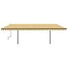 vidaXL Copertină retractabilă automat, cu st&acirc;lpi, galben & alb, 6x3 m