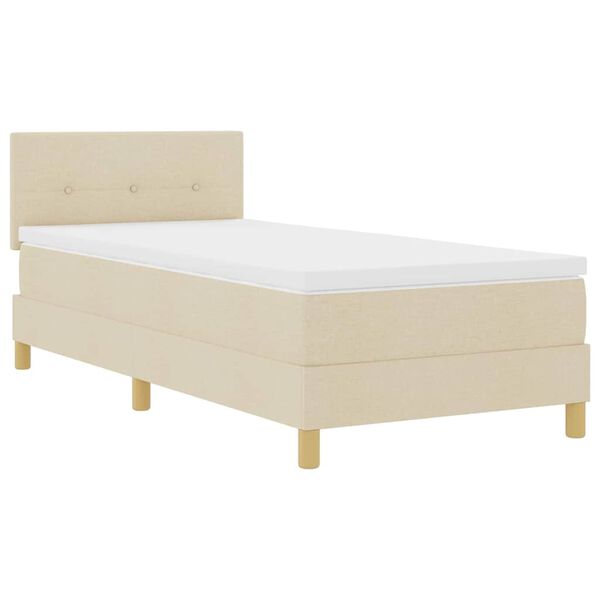 vidaXL Pat cu arcuri cu saltea cu headboard Crem 80 x 200 cm țesătură