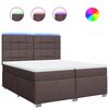 vidaXL Pat box spring cu saltea, maro &icirc;nchis, 200x200 cm, textil