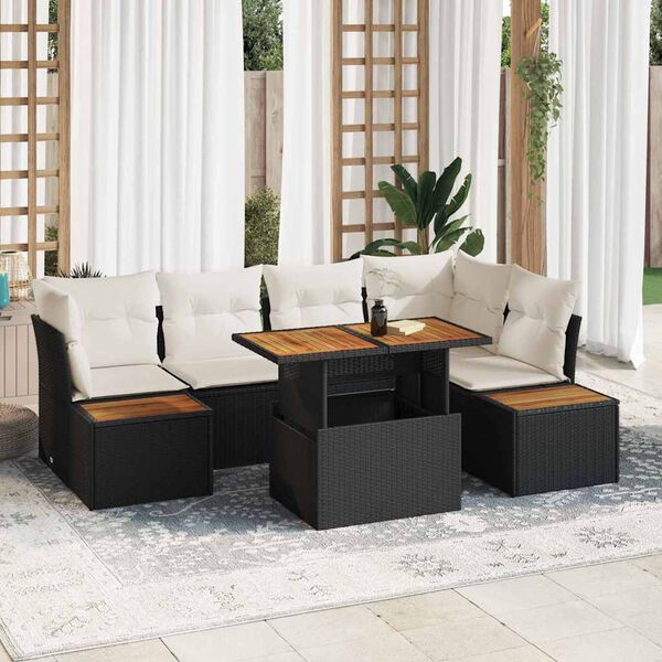 vidaXL Set de canapele pentru grădină 10 pcs Negru Rattan poli