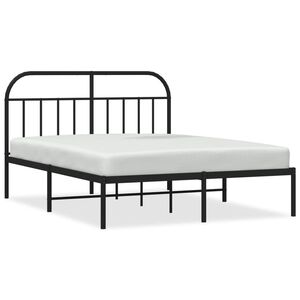 vidaXL Cadru de pat metalic cu tăblie, negru, 140x190 cm