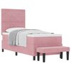 vidaXL Pat cu arcuri cu headboard Roz 200 x 80 cm Catifea