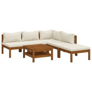 vidaXL Set mobilier grădină cu perne crem, 6 piese, lemn masiv acacia