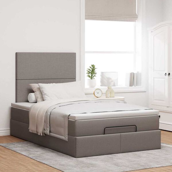 vidaXL Cadru de pat otoman cu saltea Taupe 120x190 cm Material