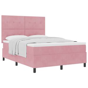 vidaXL Pat cu arcuri cu saltea cu headboard Roz 140 x 200 cm țesătură