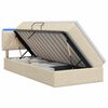 vidaXL Pat cu LED și saltea Crem 90 x 200 cm Țesătură