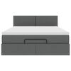 vidaXL Pat otoman cu saltea și LED-uri țesătură gri închis 140x190 cm
