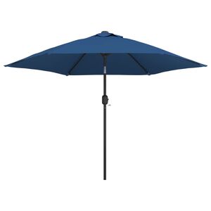 vidaXL Umbrelă de soare cu LED, st&acirc;lp din oțel, albastru azur, 300 cm