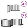 vidaXL Poartă c&acirc;ini pliabilă cu ușă 6 panouri negru, 480 cm, lemn plop