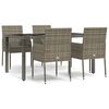 vidaXL Set mobilier de grădină cu perne, 5 piese, gri, poliratan