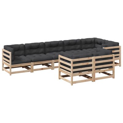vidaXL Set canapea de grădină cu perne, 8 piese, lemn masiv de pin