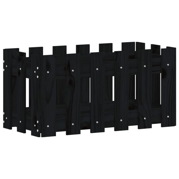 vidaXL Jardinieră grădină design gard negru 60x30x30 cm lemn masiv pin