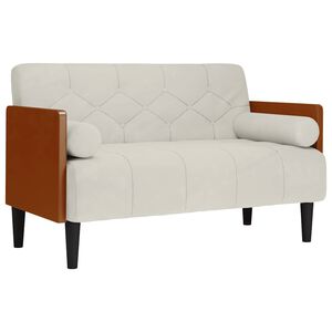 vidaXL Canapea loveseat cu perne de sustinere crem 110 cm catifea