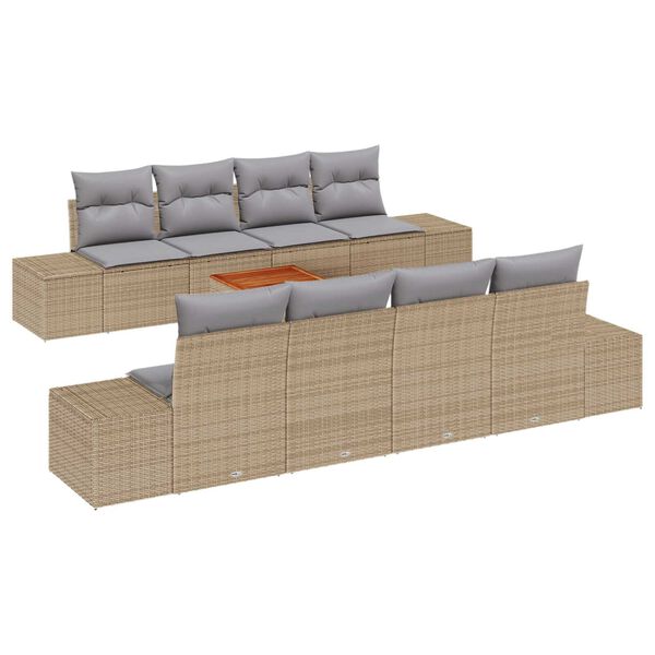 vidaXL Set de canapele pentru grădină 9 pcs Beige și gri deschis